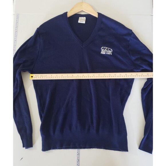 Vintage 80s Penn State Nittany Lions Navy Blue V-Neck Sweater Size L USA College - Picture 3 of 5